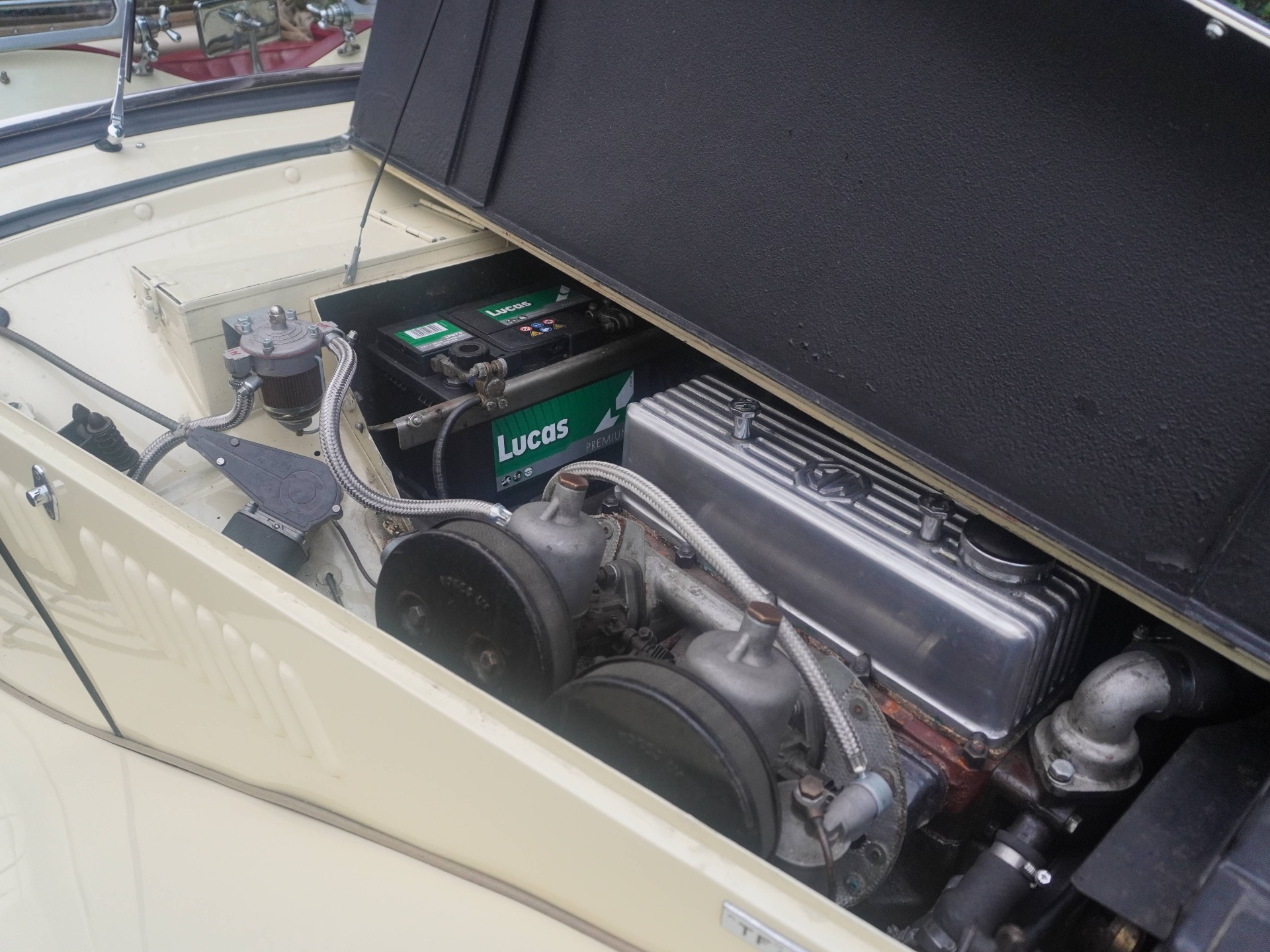 The twin SU carburettors on an XPAG engine
