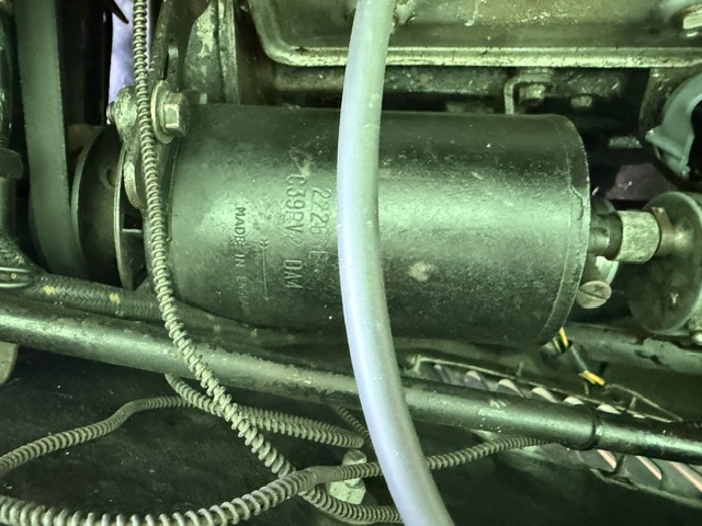 Lucas C39RV/2 dynamo casing on an MG TF 1500, stamped Made in England