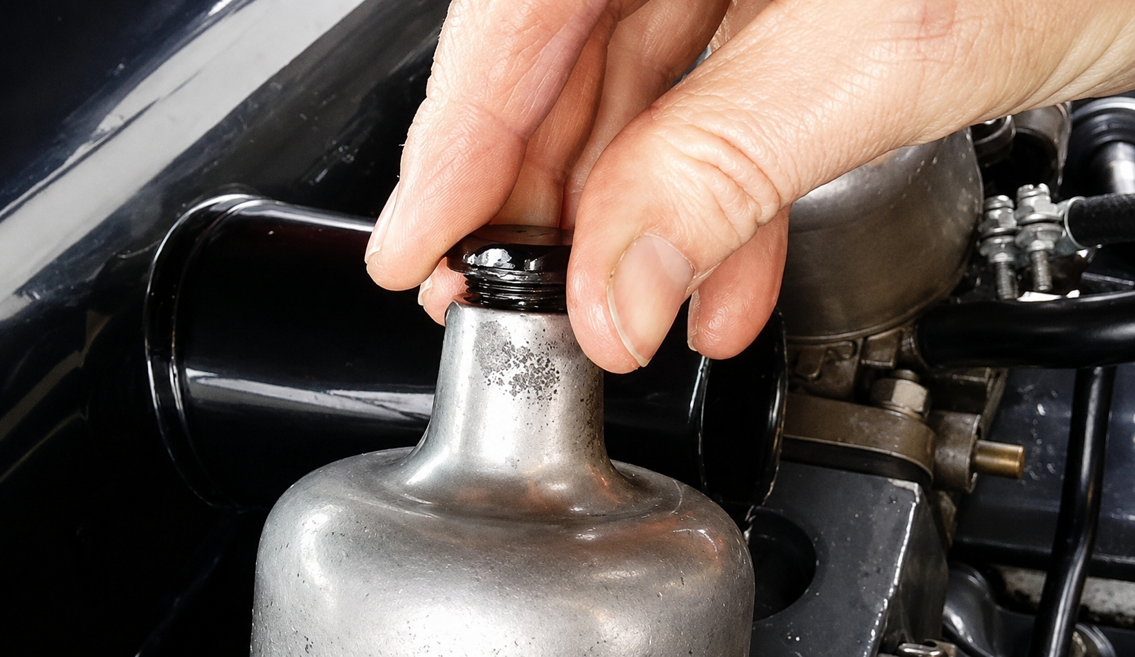 The dashpot and damper of an SU carburettor